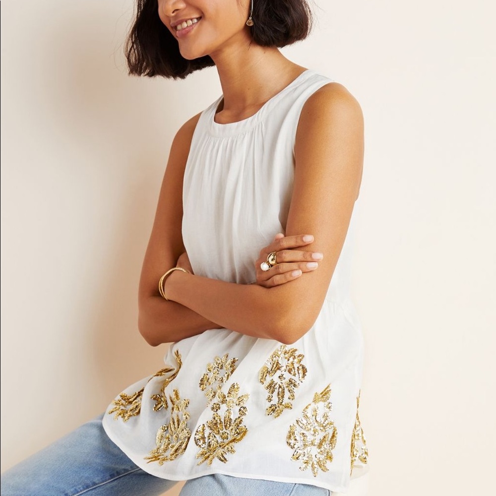 Anthropologie Maeve Simona Sequin Babydoll Top